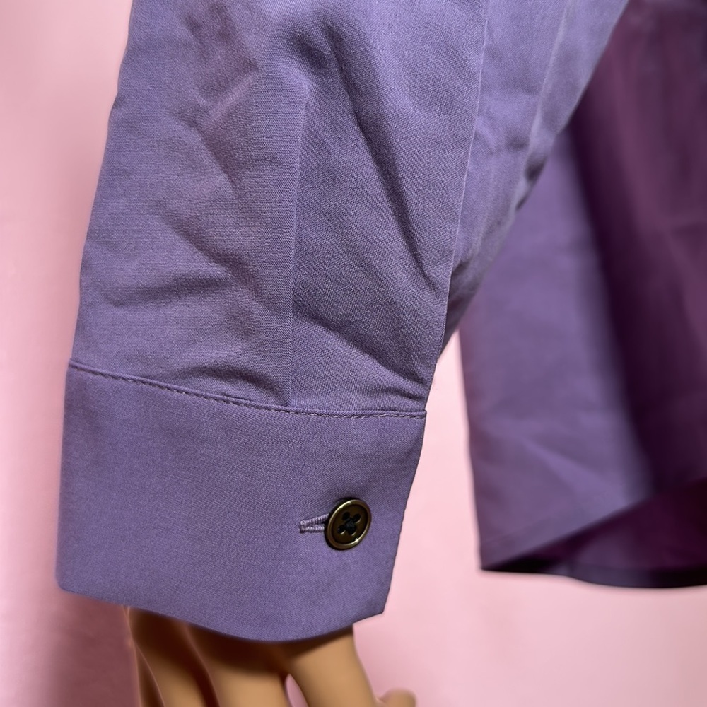 CHICO’S BLOUSE PURPLE  long sleeves w/cuffs buttons upper pockets & drawstring - Picture 11 of 11